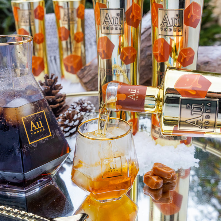 Au Vodka Sticky Toffee 70cl & Diamond Cut Verre