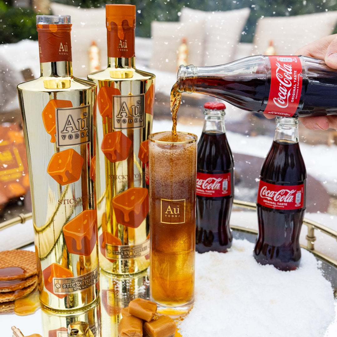 Au Vodka Sticky Toffee 70cl & Highrise Glass